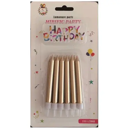 CANDLES BIRTHDAY GOLD PINK 12PCS